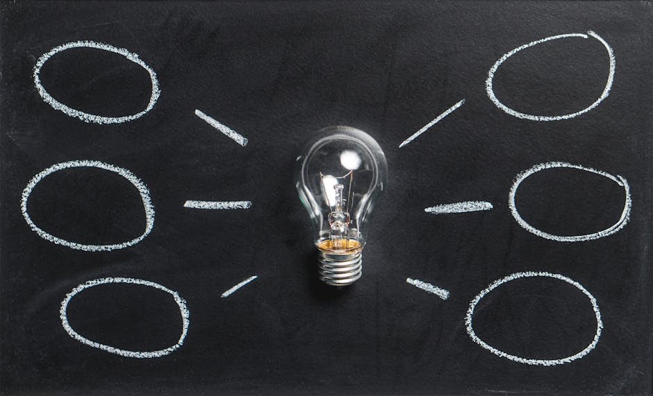 A lightbulb on a chalkboard symbolizes creativity, innovation, and ideas.